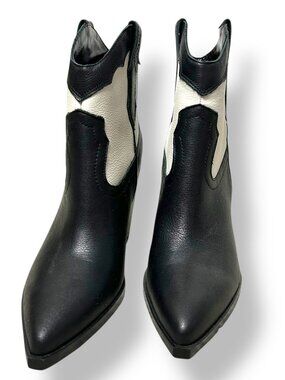 Marc Fisher Ltd Gona Western Booties Black White Western Pointed Toe Sz 6.5